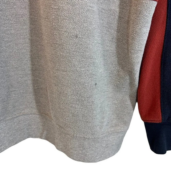 ODA Mens Crewneck Size Large Striped Colorblock Navy Burnt Orange Gray Pullover - Picture 3 of 5